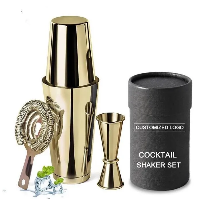 Sett Professjonali tal-Cocktail Shaker tad-Deheb